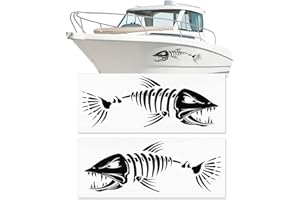 MESINURS Lot de 2 autocollants en forme de squelette de bateau – Autocollants de décoration pour canoë, kayak, voiture, SUV, 20,3 x 71,1 cm