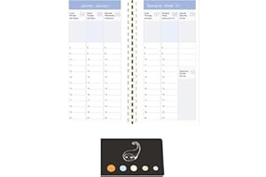 BLUMIE SHOP Lot Recharge Oberthur 2024 pour Semainier International 16,5 x 8,9 cm spiralée + Index Adhésif Blumie