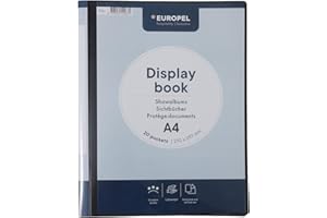 EUROPEL OPUS 2 Livre d’affichage de vue avant (20 pochettes transparentes) | Portfolio A4 et dossier d'affichage de projet pour les réunions et conférences | Pochette transparente en polypropylène | Blanc