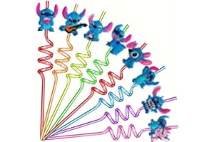 Frundoo S*titch Cannucce Riutilizzabili Bambini, 8 Pezzi Cannucce Ricurve Bambini, Cannucce Plastica, Adatto per Cocktail, Drink, Feste di Compleanno per Bambini, Riunioni di Famiglia