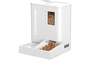 DUDUPET Distributeur Automatique de Nourriture et d'eau pour Chat Tout-en-Un,Distributeur Eau pour Chat 4L + Distributeur Croquettes Chat Automatique 5L,Abreuvoir et alimentateur Automatique
