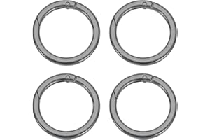 PATIKIL Spring O Rings, 4Pcs 1.6 Inch Metal Round Clips Flat Trigger Keyrings Snap Buckle Clasps for Keychains Bags Purses Straps Dog Leashes DIY Crafts, Black 41mm