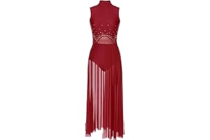 CHICTRY Women Lyrical Dance Costume Modern Contemporary Ballet Dancewear Spaghetti Strap Shiny Sequin Flowy Dress
