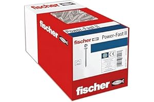 fischer - Vis à bois PowerFast II 4.0x45 Tête cylindrique bombée. empreinte PZ. zingué blanc. filetage total/Boite de 200