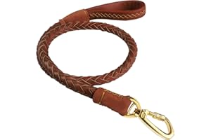 Vivi Bear Guinzaglio per Cani Marrone Lusso,Durevole, Morbido, in Vera Pelle, Intrecciato,per Cani di Grossa Taglia – 1,1 m di Lunghezza x 2,5 cm di Larghezza