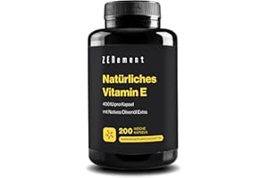 ‎ZENEMENT Natürliches Vitamin E, 400 IU pro Kapsel, 200 Weichkapseln | mit Bio-Natives Olivenöl Extra | Antioxidant und Anti-Aging | Mit spanischen Extra-Nativen Bio-Olivenöl | Zenement