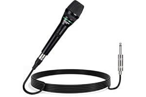 Coolmusic Micrófono con cable con cable de 5.0 m/, micrófono dinámico de mano para karaoke para cantar vocal con interruptor de encendido y apagado