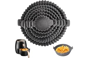 PETGLIMMER 6 Pezzi Silicone per Friggitrice Ad Aria, Teglia in Silicone per Friggitrice Ad Aria, 6 Dimensioni Teglie Silicone per Friggitrice Ad Aria, Adatti per Forni, Microonde, Friggitrici Ad Aria Calda