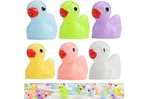 LOTNUT 100 pcs Mini Canard en Résine, Miniatures Figurines de Canard en Résine pour Maisons de Poupées Plantes Paysage de Bricolage Artisanat Scolaire Aquarium (Multicolore)