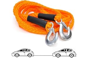 COSHANO Cuerda Cable para remolcar Cinta de Arrastre Remolque con Gancho sujeción para remolcar Coches 4mts 3000kg