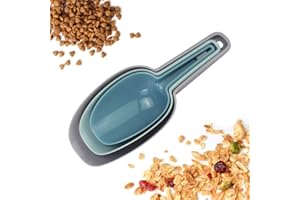OLRWSLG 3 Stück Eisschaufel Kunststoff Messlöffel Schaufel Plastik Mehlschaufel Mehrzweck Kunststoff Messschaufel für Mehl, Gewürze, Trockenfutter, Süßigkeiten und Tierfutter -50/100/150ml