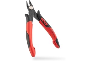 Wiha Precyzyjne szczypce boczne, elektronika, mała (26815), szersza, ostra głowica bez wate 130 mm, mini przecinak do drutu do instalacji elektrycznej