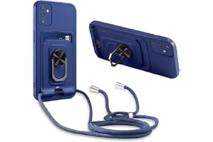 MacroHu 1x Funda con Cuerda para Samsung Galaxy A34 5G Carcasa con Cordón TPU Silicona Carcasa con Correa Funda Collar Correa Cuello Carcasa Anti-Choque Anti-Arañazos Protectora Case-Azul