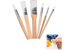 QQDBT Wooden Paint Brush Set, 6 Pieces Paintbrushes for Acrylic Painting Painting Brushes Kit, Professional Artist Paint Brushes for Oil Watercolor Canvas Rock Body Face Nail Art, DIY Arts Crafts Supplies