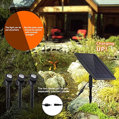 Keynice Solar LED Spot Leuchten mit Dämmerungssensor 3 GRB Spots nach IP68 wasserfest, Solarpanel versorgt und mit automatischer Schaltung für die Dekoration im Garten und andere Anwendungen - 2