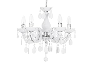 LITECRAFT Marie Therese Chandelier Ceiling Light Crystal Effect 5 Arm - (White)