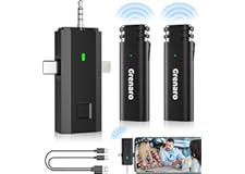 GRENARO 3 in 1 Wireless Microphone, Noise Cancellation Lapel Wireless Mic for Youtubers, Video Recording, Facebook, Live Stre