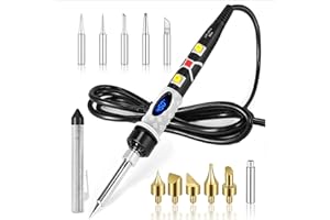 Saldatore a Stagno SREMTCH 80W Saldatore Kit Display LCD Kit Pirografo per legno Interruttore ON/OFF, Attrezzi Incisione Professionale lavori su Cuoio Legno