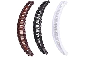 GAMMAEON Banana Clip, Banana Hair Comb, Double Comb, Long Hair Clips, Fishtail Hair Clips for Women Girls (3Pcs)