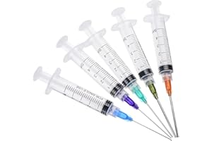 SKYPRO Luer Lock Lot de 5 seringues en plastique avec pointe émoussée en plastique de 3,8 cm pour colle liquide et encre 5 ml