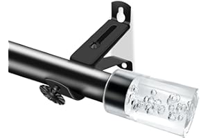 QYIBLERI Extendable Curtain Poles - 85 to 223 cm Black Curtain Pole with Clear Bubble Finials, 33LB Load-bearing Curtain Poles for Eyelet Curtains, Curtains Poles with R Style Bracket for Living Room, Bedroom