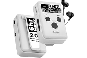 LEMEGA Radio DAB Portatile Tascabile Ricaricabile con Ricarica Rapida, FM, Clip Sportiva & Auricolari Lunghezza XL - per Passeggiata, Corsa o Bicicletta