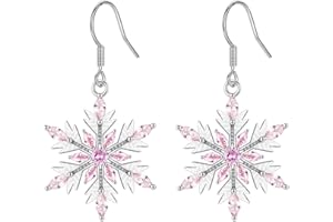 DOKIA Christmas Snowflake Earrings for Women Girls, Xmas Cubic Zirconia Drop Earrings│Snowflake Dangle Hypoallergenic Earring for Ears│Christmas Earrings Jewellery Gifts for Her Ladies