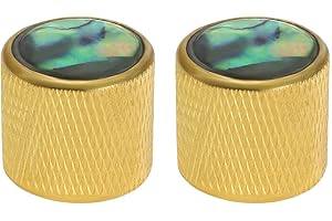 SG Store Metalowe gałki kopułkowe Abalone, metalowe, metryczne, gałki gitarowe, gałka basowa, do gitary elektrycznej lub basu Tele Telecaster, 19,7 x 20 x 6 mm, złote