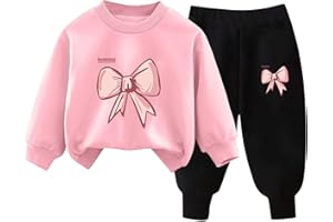XINYUNZU Mädchen Jogginganzug Sweatshirt und Jogginghose Set Kinder Kleidung Set Fleece Sportanzug 2 Teiler Outfit Kuschel Klamotten Thermo Bekleidungssets für 3-10 Jahre Alt