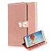 Produktbild Bling Glitzer Strass Lederhülle für Huawei P8 Lite 2017 / P9 Lite 2017 Hülle,Aearl [Displayschutzfolie] PU Flip Wallet Schutzhülle Handyhülle mit Magnetische Schmetterling Bowknot Schnalle und Innere TPU Back Cover Case für Huawei Honor 8 Lite - Roségold
