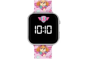 Accutime Paw Patrol Skye rosa tryckt rem LED-klocka PAW4628