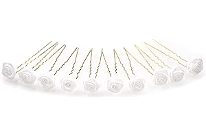 ‎FLEXISTORE 10 x Rosen auf Haarnadel - für tiefe Haarpartien - Brauthaarschmuck | G-T - Weiß