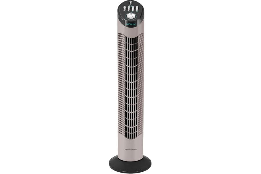 Cecotec Ventilador de Torre con Temporizador EnergySilence 790 Skyline. 50W, 30'' (76cm) de Altura, Control Mecánico, Oscilan