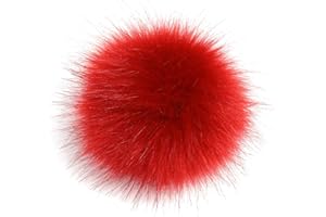 Verliked 12 Cm Pelliccia Sintetica Pom Pelliccia Finta Capelli Soffici Pompon Palla Fai da Te Poms Palla per Cappelli Sciarpe Guanti Borse Vino Rosso