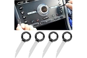 JNNJ 4 Pezzi Chiave di Rimozione Dell'autoradio, Chiave di Rimozione Dell'autoradio con Manicotto di Gomma, Chiave in Acciaio Inox per Autoradio, per Audio Strumento Sblocco Dell'autoradio(Nero)