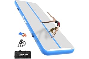 AKSPORT Tappeto Gonfiabile per Ginnastica da 3/4/5/6 metri Air Track Ginnastica Artistica 10/20 cm con Pompa Elettrica per Casa, Campeggio, Palestra,Formazione,Cheerleading