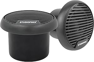 STUDIOFINIX 3-Zoll-Wasserdichtes Wetterfeste Koaxial-Bootssprechersystem Marine-Stereo Outdoor-Lautsprechersystem-Set für Auto, Van, Lastwagen, Traktor, Caravan, Wohnmobil (Grau)