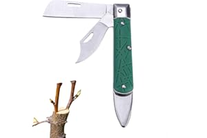 FaJoek Gartenmesser Klappbar, Gartenmesser Aus Edelstahl, Gartenmesser Klappbar, Klappbar Okuliermesser, Okuliermesser mit Doppelklingen, Gartenmesser für Obstbäume