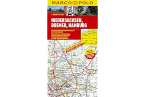 MARCO POLO Karte Niedersachsen, Bremen, Hamburg 1:200.000: Mit landschaftlich schönen Strecken und Sehenswürdigkeiten. Übersi