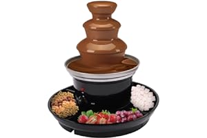 biniliubi Fontaine à Chocolat éLectrique Triple Acier Inoxydable éLectrique Noir Avec Assiette De Fruits Anniversaire Mariage FêTe Chocolat à Fondue Soyeux FêTes Famille Remise DiplôMes D'Affaires