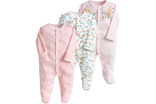 Minizone Bébé Pyjama Lot de 3, Grenouillères Manche Longues Combinaison 3-6 Mois