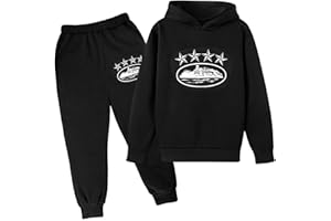 GENERISCH NOFS Streatwear Trainingsanzüge für Jungen Los Angeles Kinder Jogginganzug Y2K Hip Hop Sportanzug Kapuzenpullover Mädchen Herbst Pullover Langarm Unisex 2 Piece Hooded Sweatshirt Jogginghose
