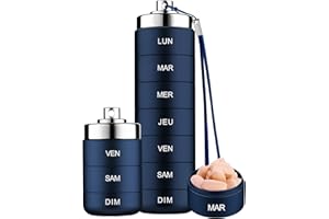 MOSSIME Pilulier Semainier 7 Jours Métal Voyage Pilulier Organisateur, Boîte à Pilules de Voyage étanche et Empilable pour Vitamines, Huile de Poisson, Suppléments