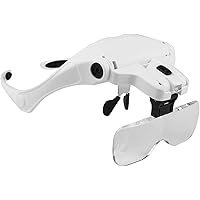 KKmoon Lupe Stirnband Brille Lupe【5 Objektiv/1.0 X-3,5 X/Verstellbare Halterung/mit 2 LED-Leuchten/Lupe Werkzeug】