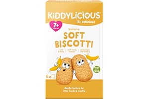 Kiddylicious Banana Soft Biscotti - Yummy Baked Snacks for Kids - Suitable for 7+ Months - (6x20 gm) - Pack May Vary