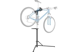 HOMCOM Soporte Tallar Bicicleta de Aluminio, Caballete para Bicicleta Plegable con Bandeja Magnética, Altura Ajustable 107-160 cm y Giratoria 360°, Carga 40 kg, Negro