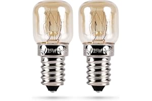 HEITECH PROMOTION GMBH HEITECH Backofenlampe 2er Pack 15W E14 - Backofen Glühbirne hitzebeständig bis 300 Grad für Backofen, Grillöfen, Mikrowelle - Backofen Lampe mit T22 Kapsel, 75 Lumen & 2600K