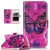  Kompatibel mit Galaxy S3 Hülle,Galaxy S3 Neo Hülle,Bunte Gemälde Gemalt PU Lederhülle Flip Hülle Cover Ständer Etui Karten Slot Wallet Tasche Case Schutzhülle für Galaxy S3/S3 Neo,Lila Schmetterlings