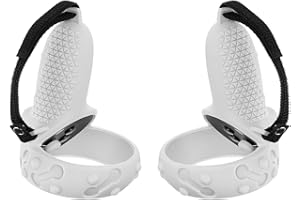 NEWZEROL Grip Cover para Quest 2 Touch Controller [Cobertura Total] Mango Antideslizante Accesorios de Funda Protectora [con Correa para los Nudillos de la muñeca+Tapones para el Pulgar]- Blanco