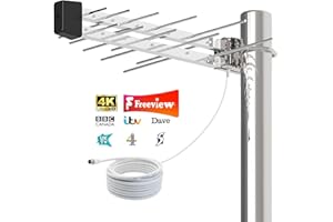 BSPHEREX Outdoor TV Aerial Long Range – Digital HDTV Antenna for 4K/1080P Freeview Channels, Strong VHF/UHF Reception, Weatherproof Loft & Outdoor TV Aerial with 10m Coaxial Cable (Mounting Pole Not Included)